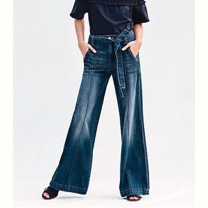 Pilcro High Rise Wide Leg Palazzo Jeans w/ Belt